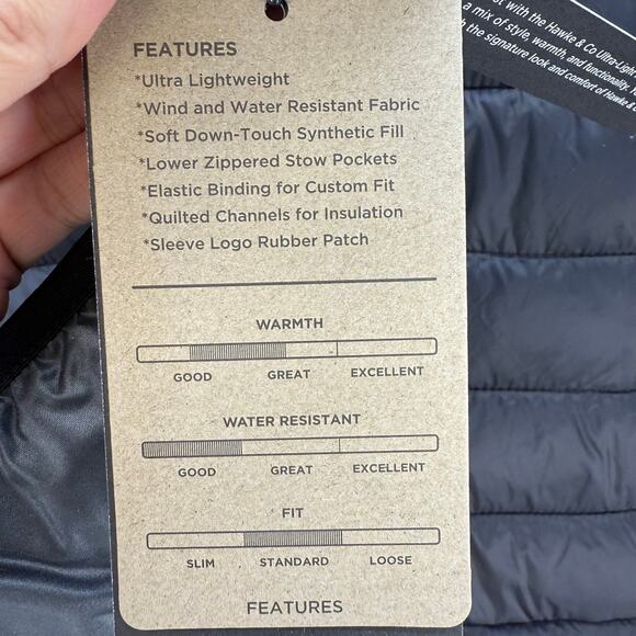 Hawke & Co Puffer Coat Men's 2XL Grey Performance Wind And Water Resistant NWT - Picture 9 of 11